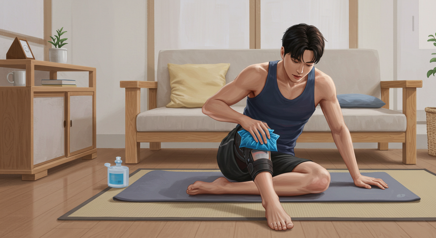 무릎 찜질&amp;#44; 무릎 스트레칭