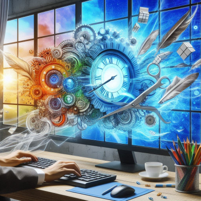 시간과 기술이 융합된 시계 장치와 컴퓨터 작업