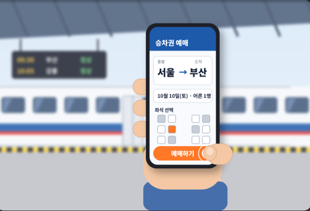 직접제작한 기차예약 이미지