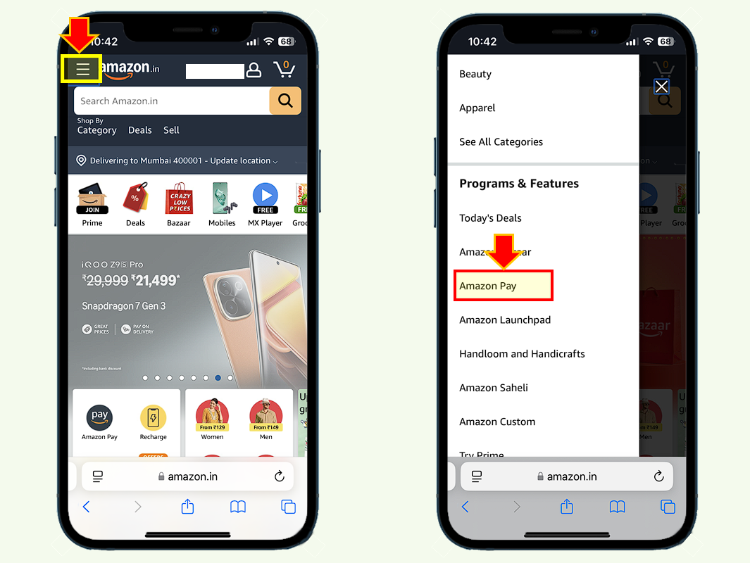 amazon 사이트에 접속 후 amazon Pay 클릭합니다.