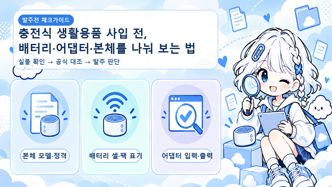충전식 생활용품 사입 전, 배터리&middot;어댑터&middot;본체를 나눠 보는 법 대표 이미지