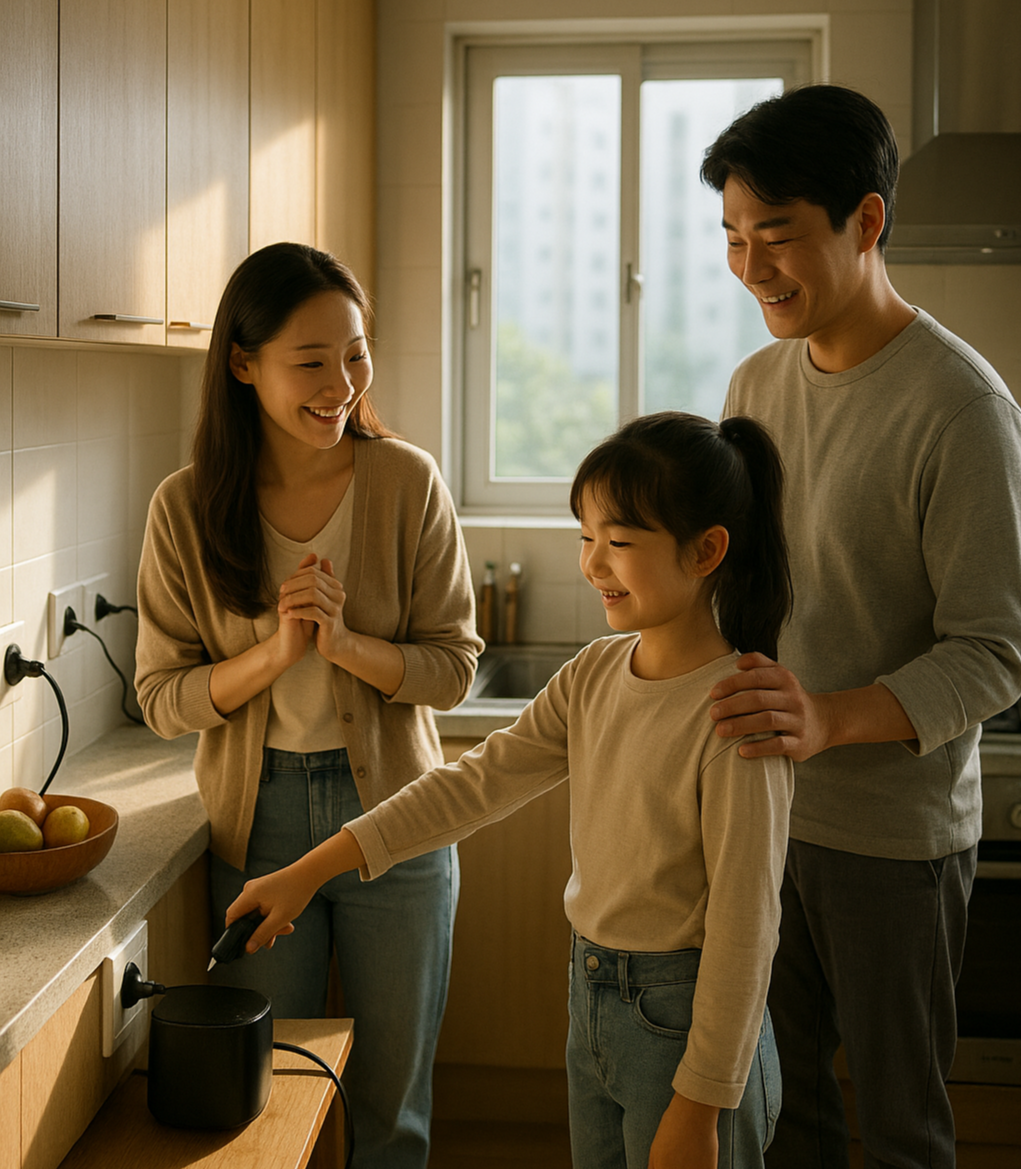 전기세 절약하는 가족의 모습