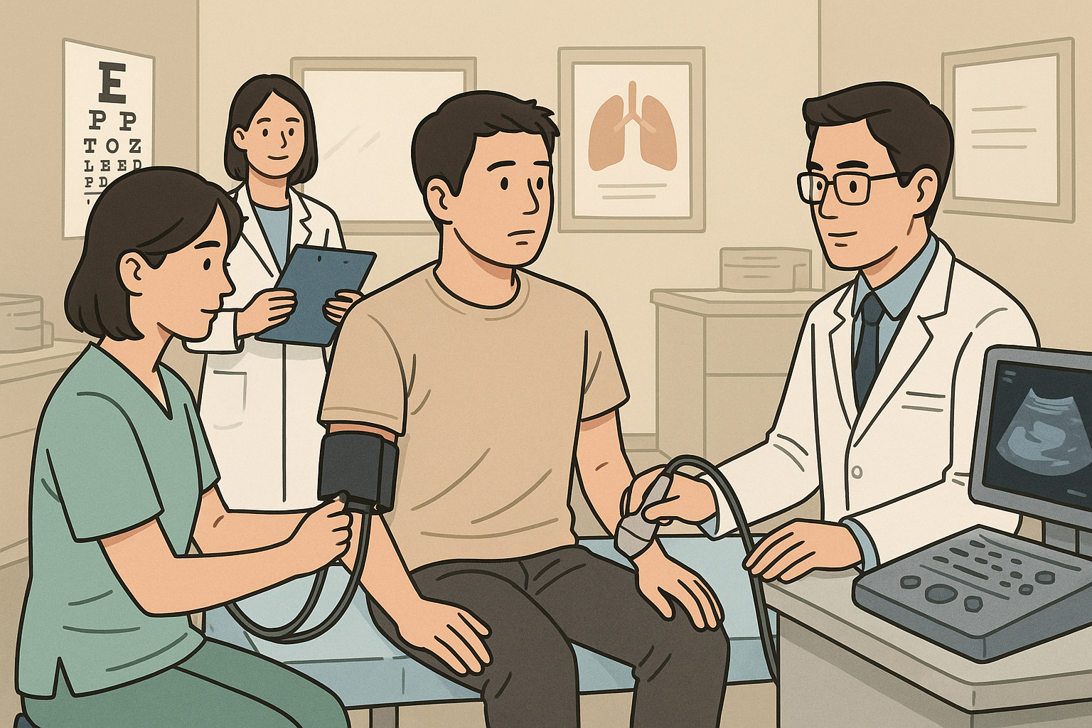 건강검진하는 30대의 모습