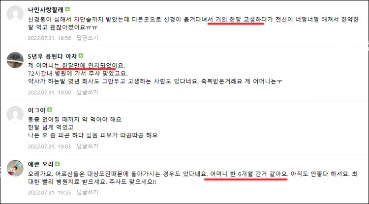 대상포진 회복 후기