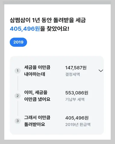 찾아본 환급액