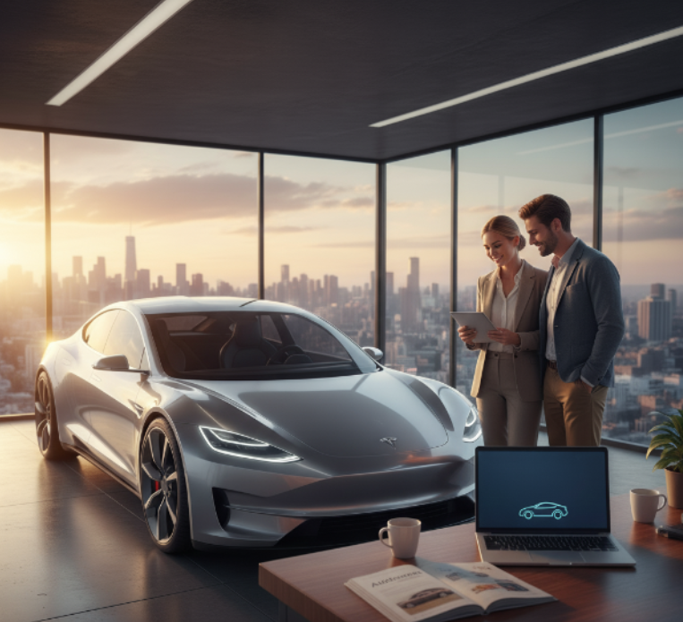 자동차 구매를 위해 상담사와 상담하는 모습