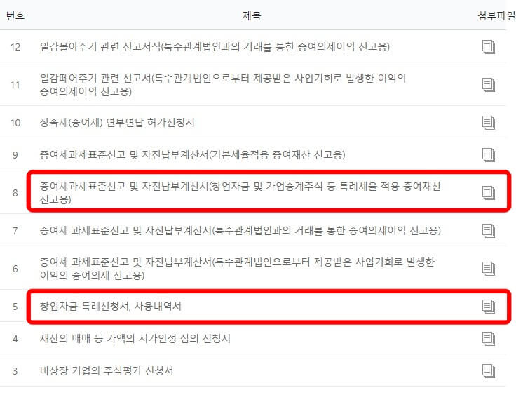 증여세-주요서식