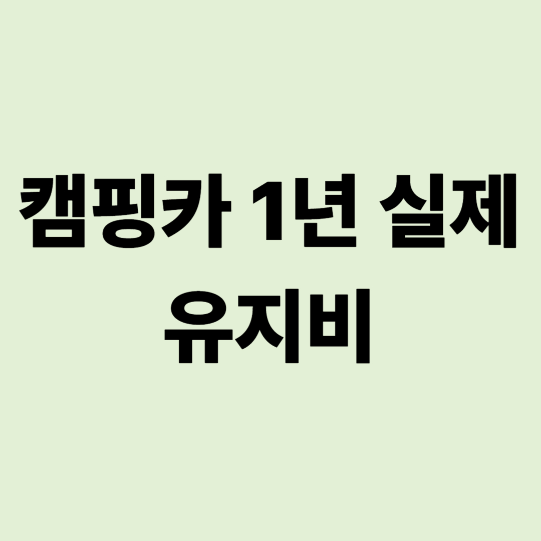캠핑카 1년 실제 유지비 상세 공개: 보험료부터 소모품까지