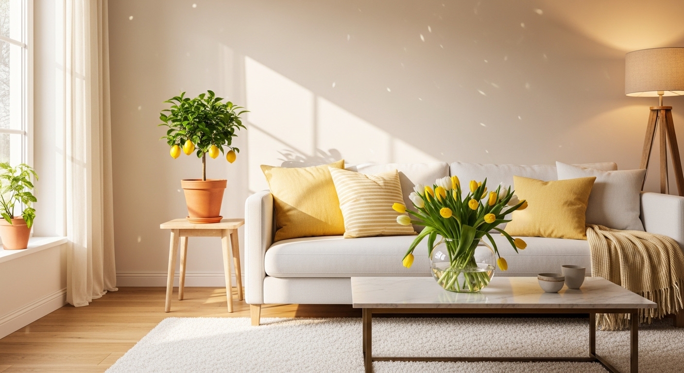 2026년 봄 트렌드 컬러인 파스텔 톤 소품을 활용한 가성비 거실 인테리어 이미지