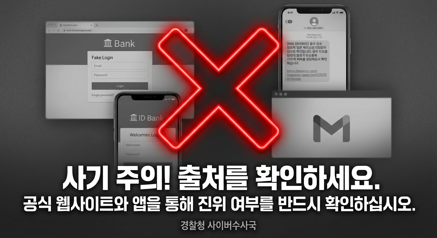 청년 지원금을 미끼로 한 보이스피싱, 개인 정보 요구 사기에 대한 경고와 주의를 당부하는 이미지.