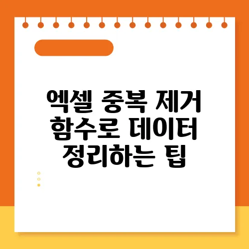 엑셀 중복 제거 함수로 데이터 정리하는 팁