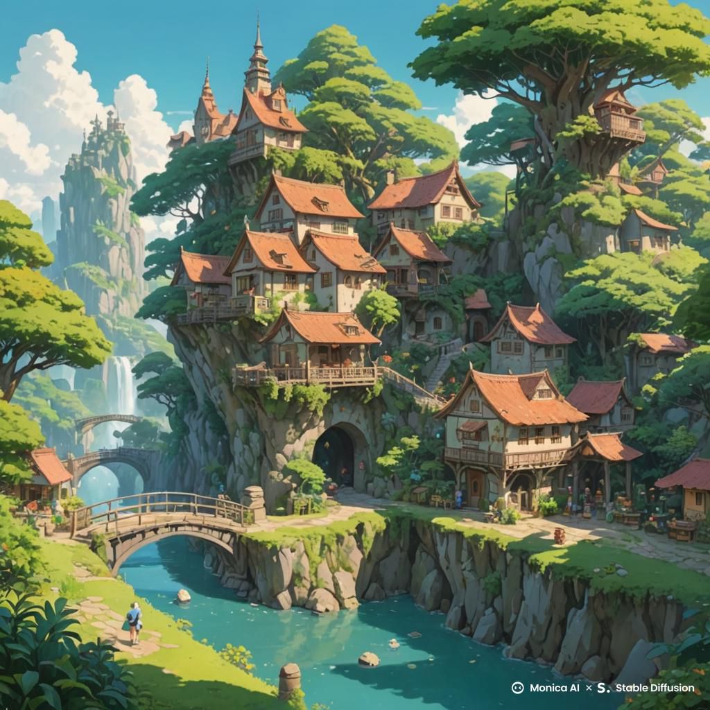 지브리 스타일의 집 모습