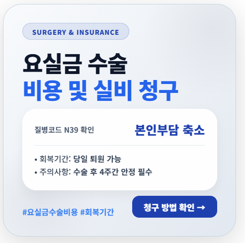 요실금 수술비용 및 요실금 수술 실비 청구 요건, 회복기간 총정리