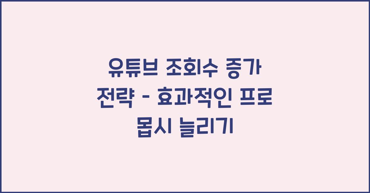 유튜브 조회수 증가 전략