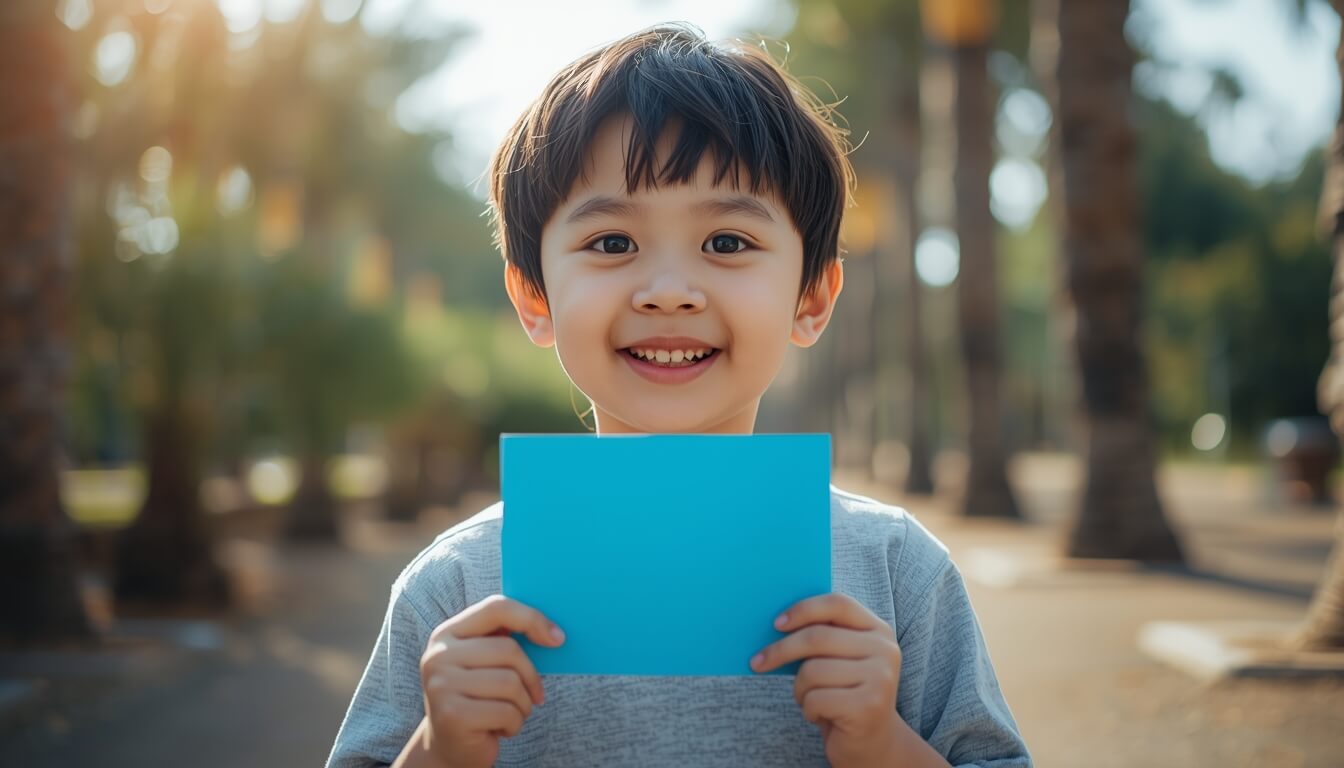 제주 꿈바당 교육문화카드를 들고 즐거워하는 어린이