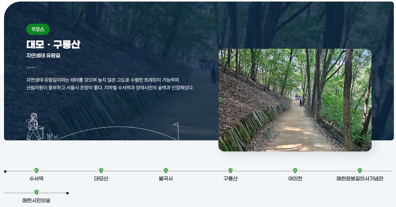 서울둘레길 9코스 대모산 구룡산 구간 트레킹 등산 지도