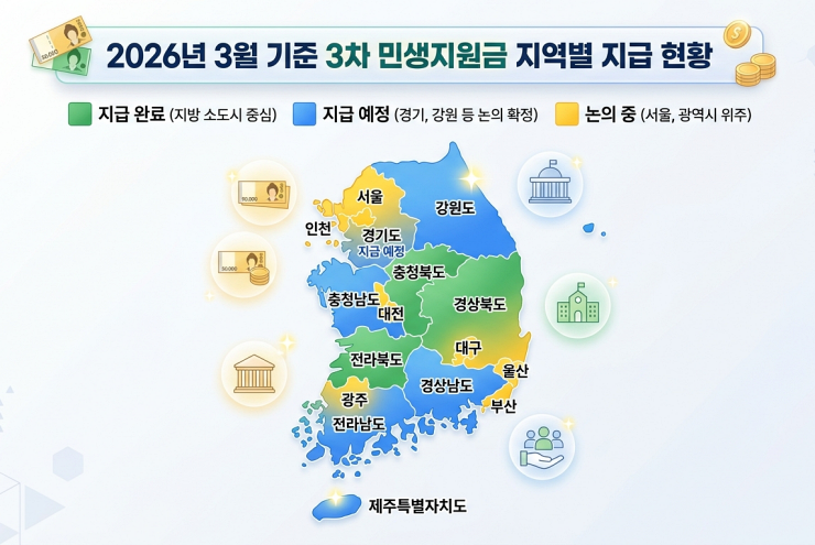 2026 3차 민생지원금 지역별 지급 현황 지도