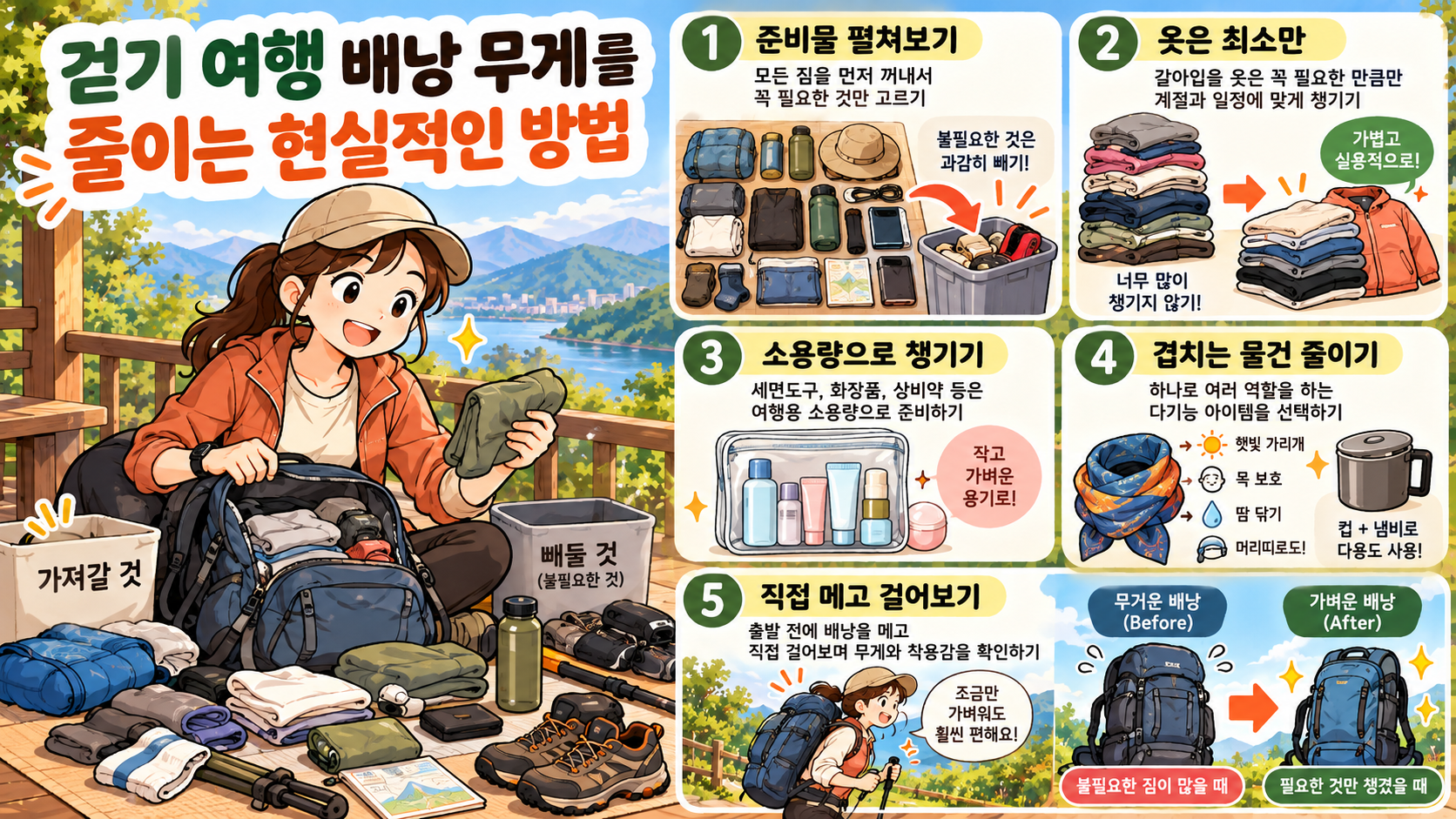 가벼운 배낭을 위한 현실적인 준비법
