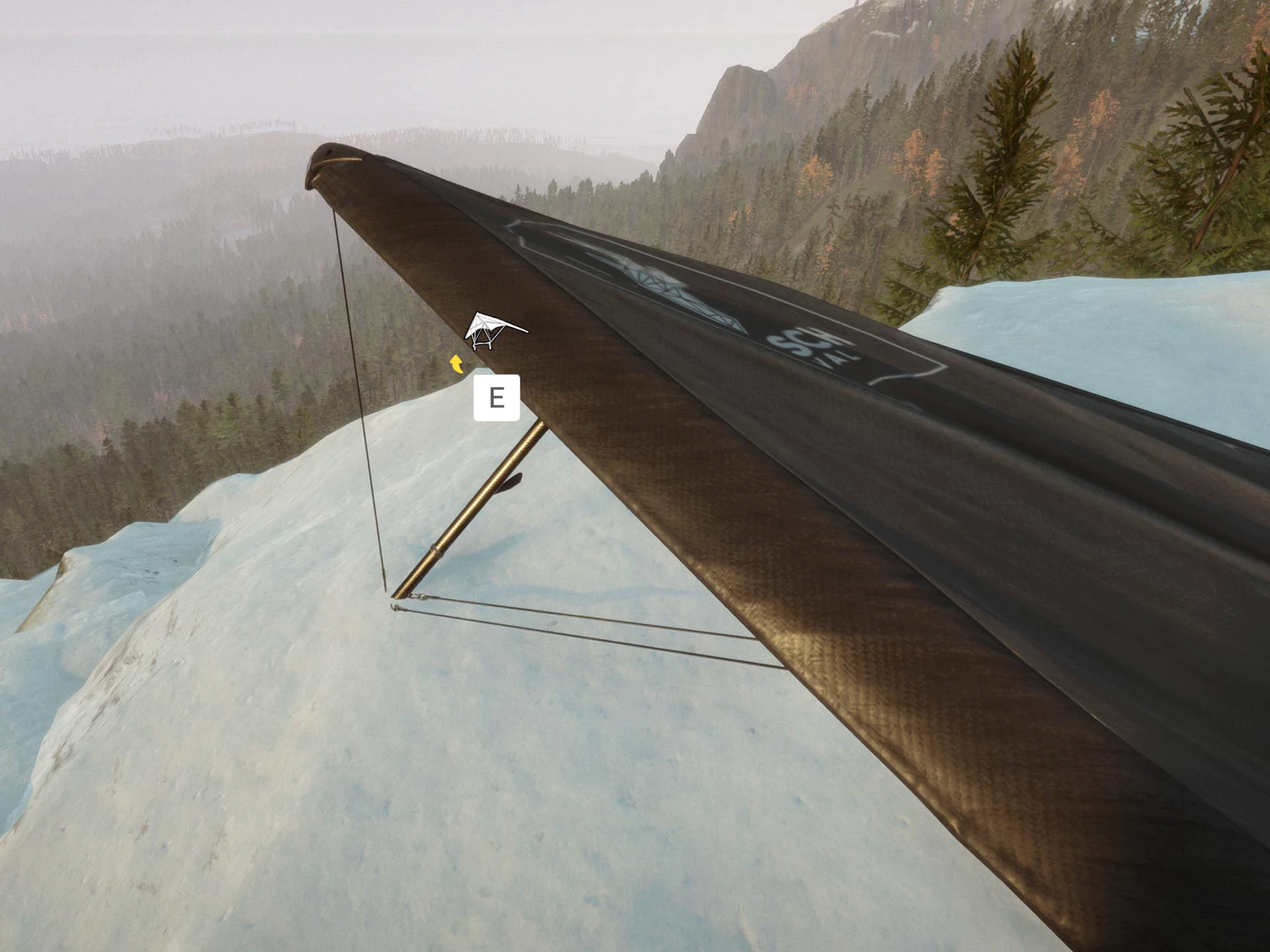 행글라이더를 잡으려는 모습