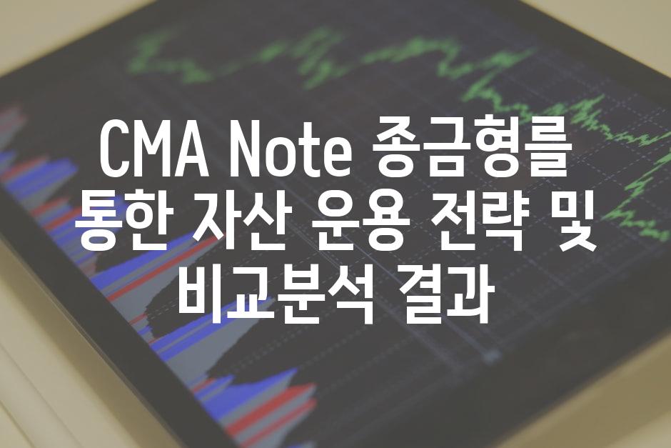 CMA Note 종금형를 통한 자산 운용 전략 및 비교분석 결과