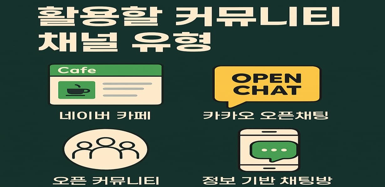 활용 가능한 커뮤니티 채널 유형을 소개하는 인포그래픽 이미지