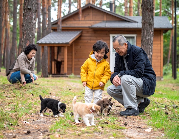 국립자연휴양림에서 쉬는 사람들 모습