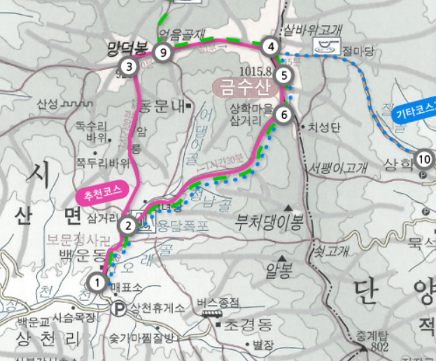 금수산 등산지도
