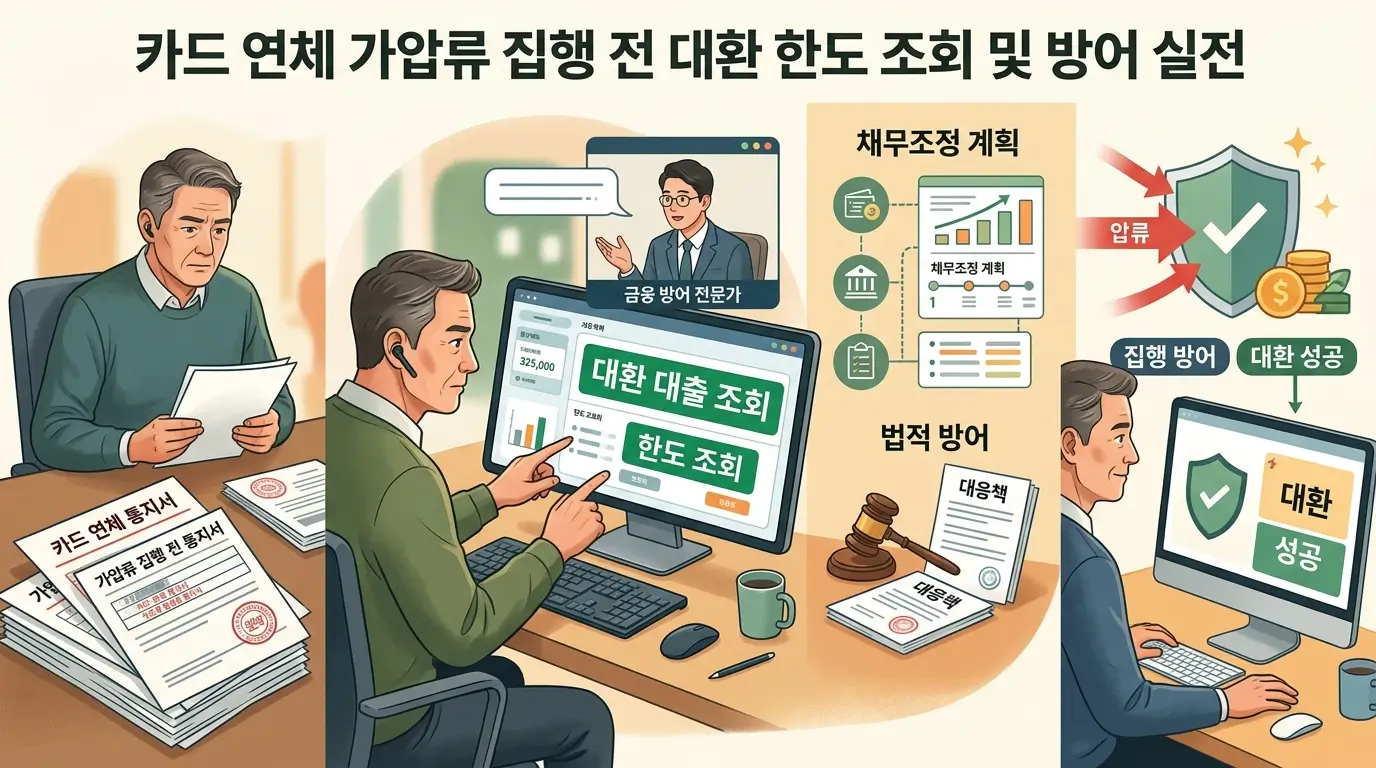 카드 연체 가압류 집행 전 대환 한도 조회 및 방어 실전
