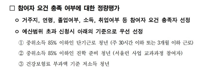 서울시 청년수당 선정방법