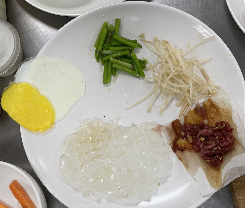 한식조리기능사 실기시험 준비 - 탕평채 - 볶기 전 재료 준비