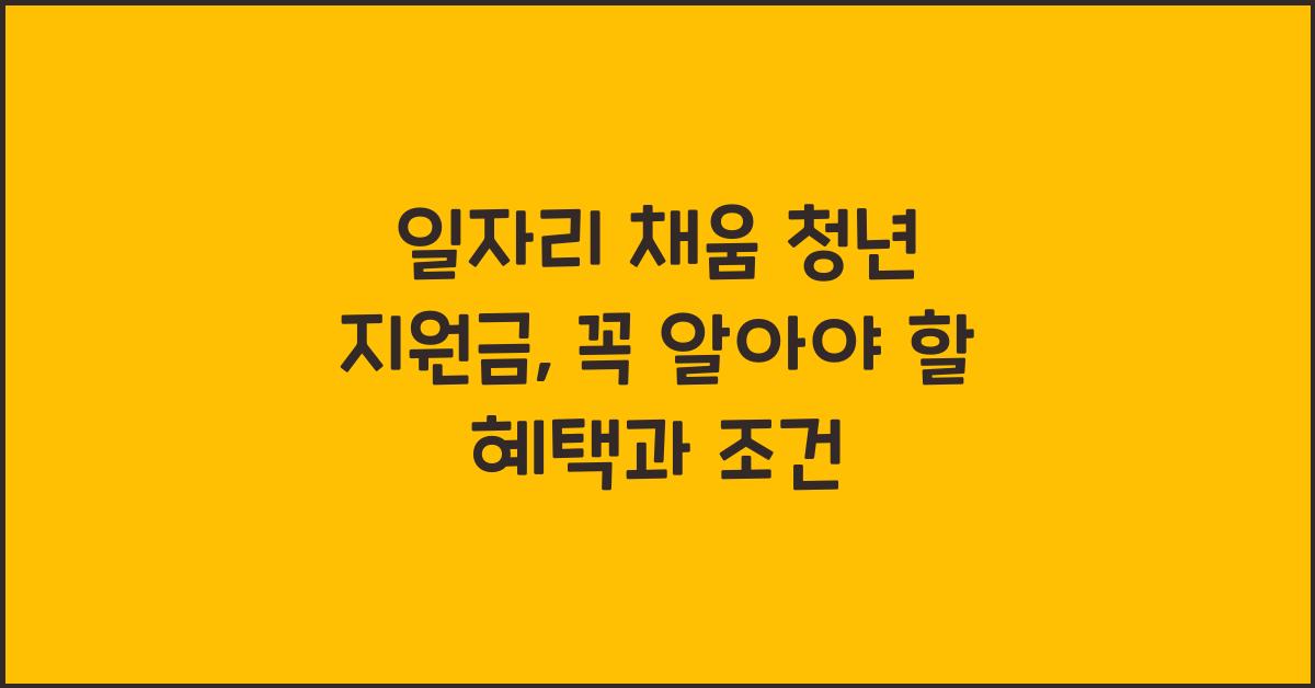 일자리 채움 청년 지원금