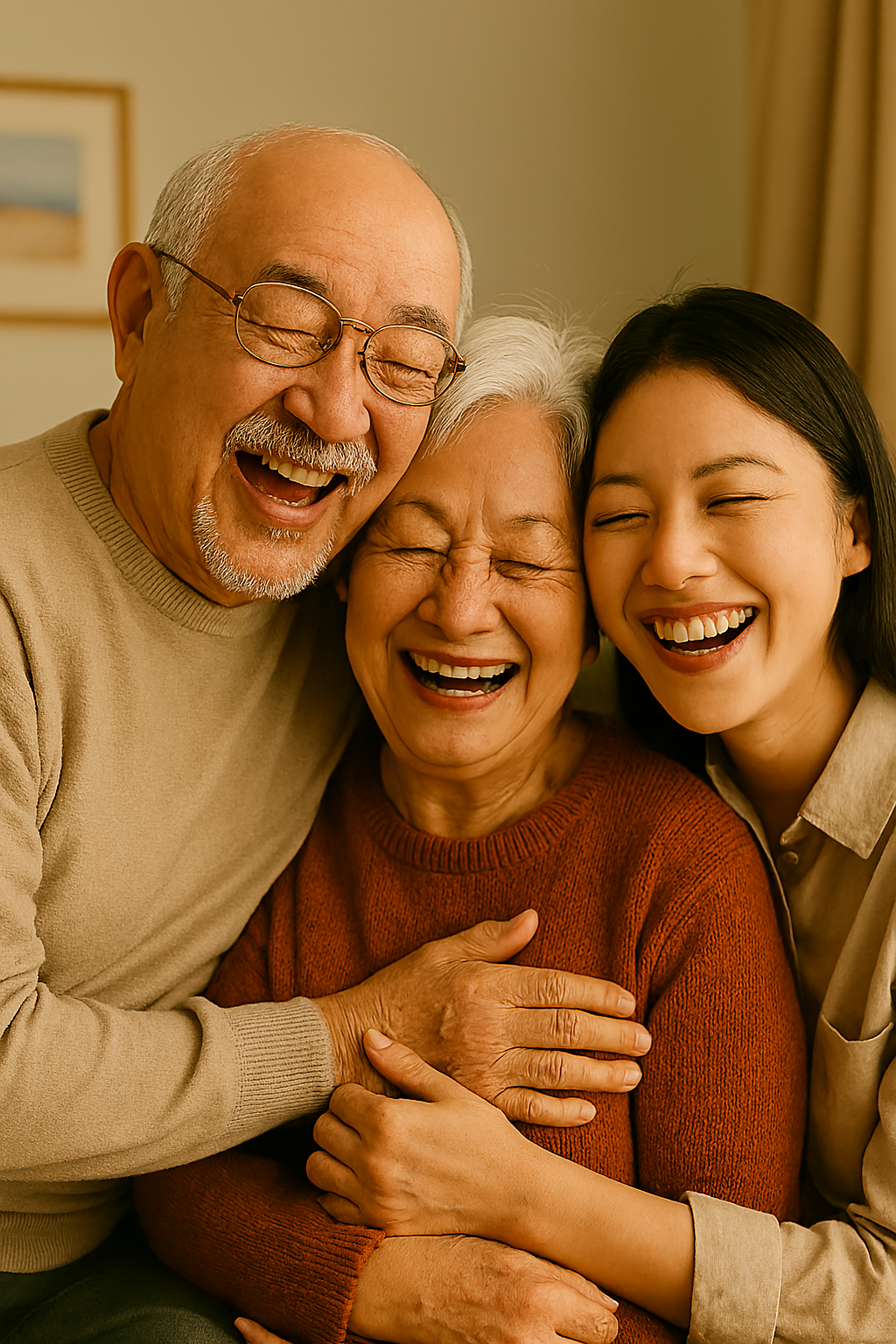 노인 일자리로 인해 자려를 포함한 온 가족이 행복한 모습