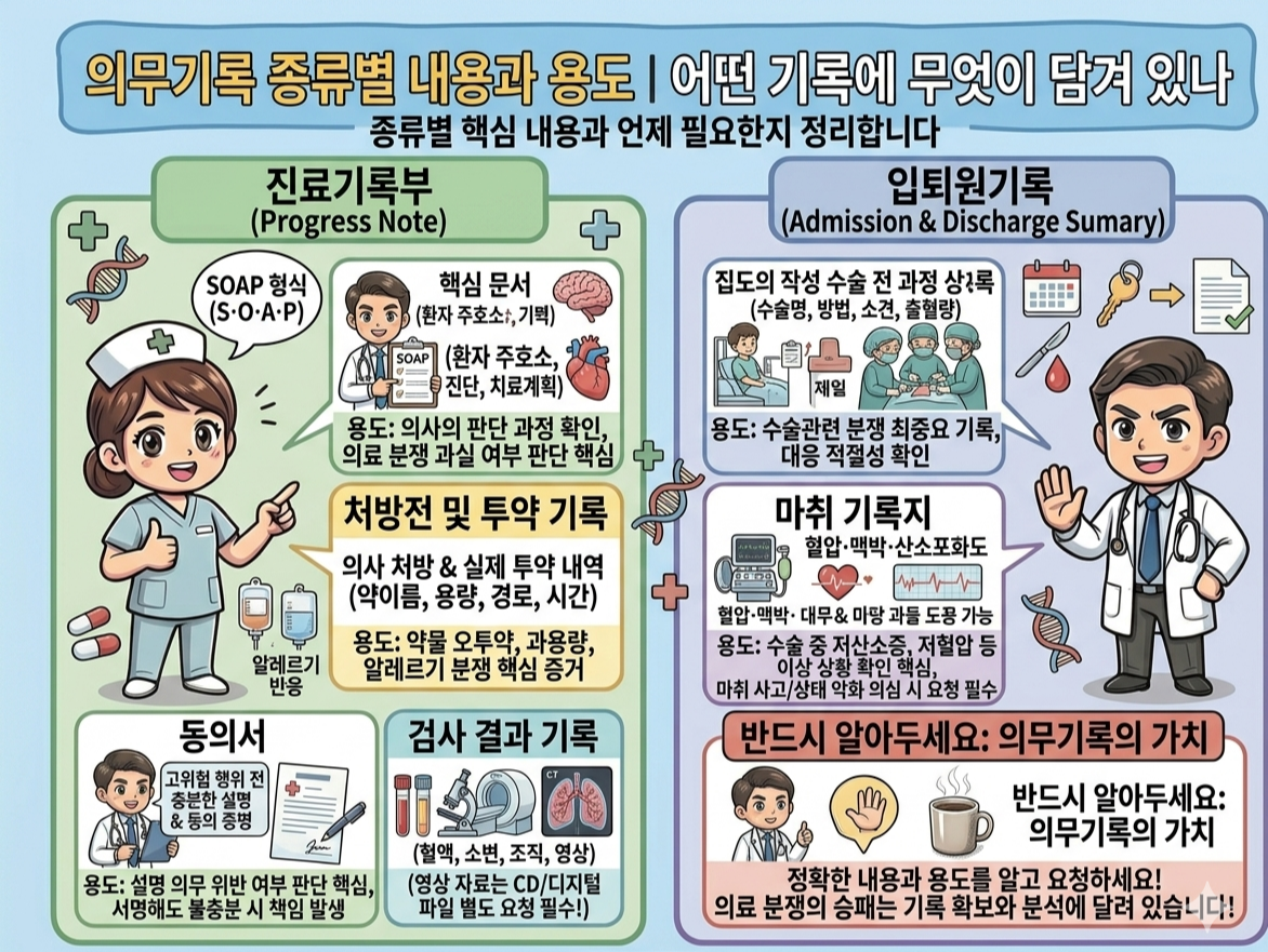 의무기록 종류별 내용과 용도