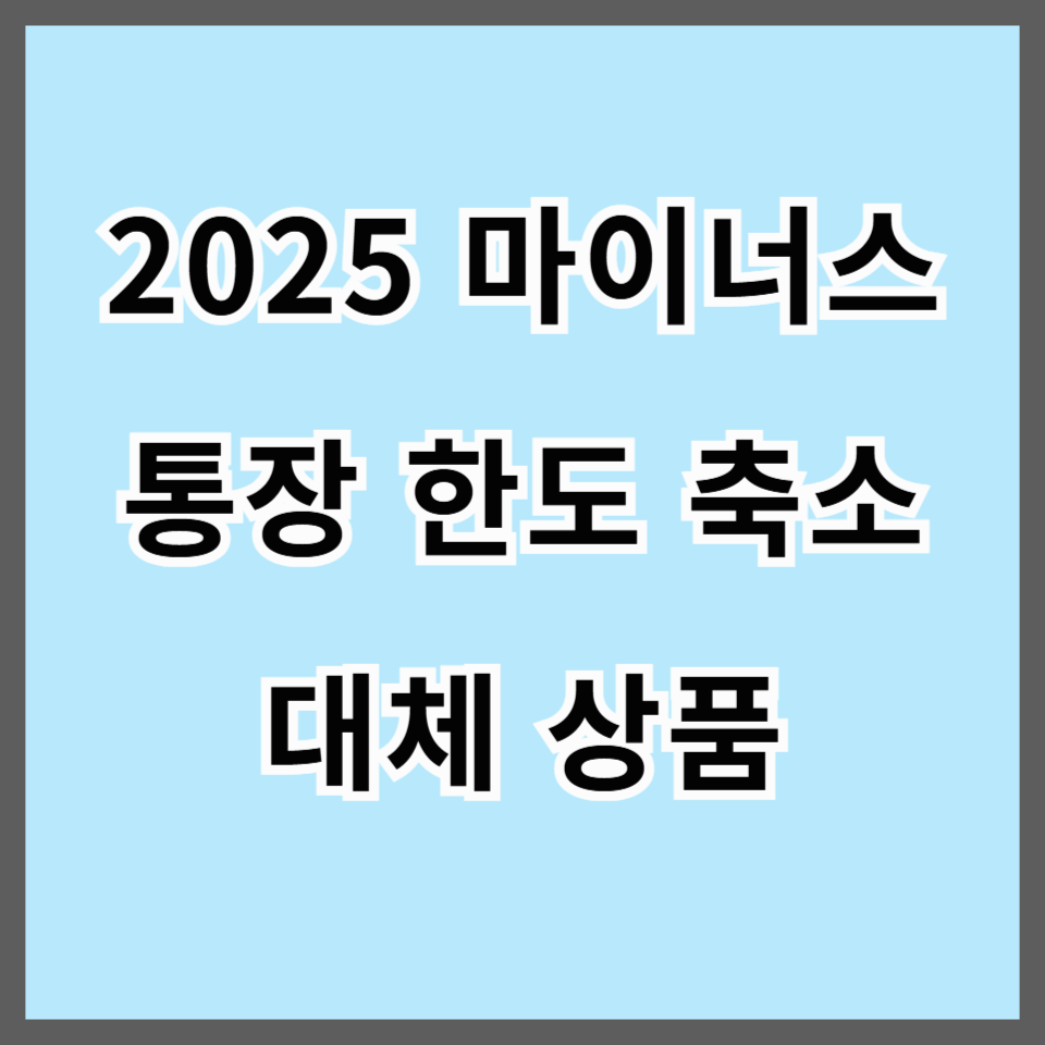 2025 마이너스통장 한도 축소, 대체 대출상품 TOP3 완벽 정리