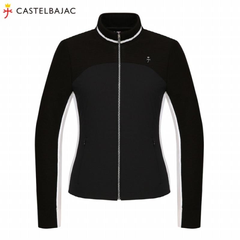 까스텔바작 여성 배색 니트 하이브리드 집업 가디건 BK BG0WSJ703