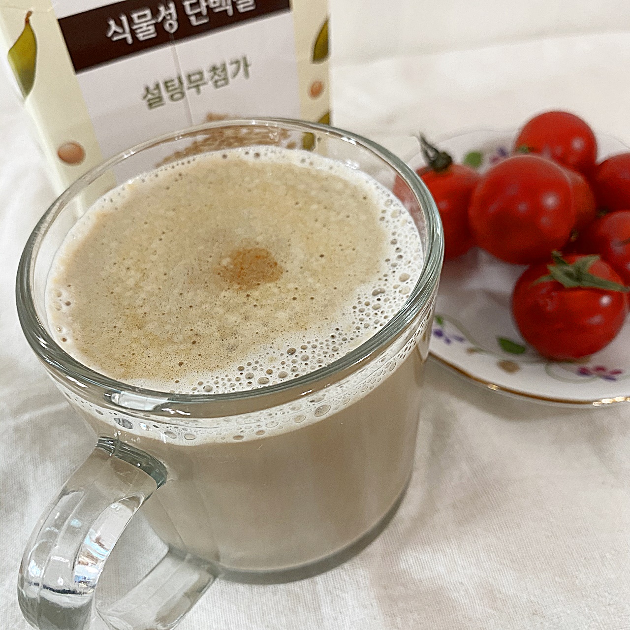 두유 라테 완성