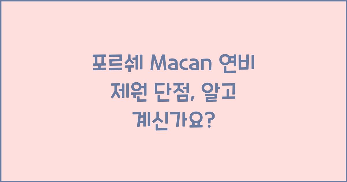 포르쉐 Macan 연비 제원 단점