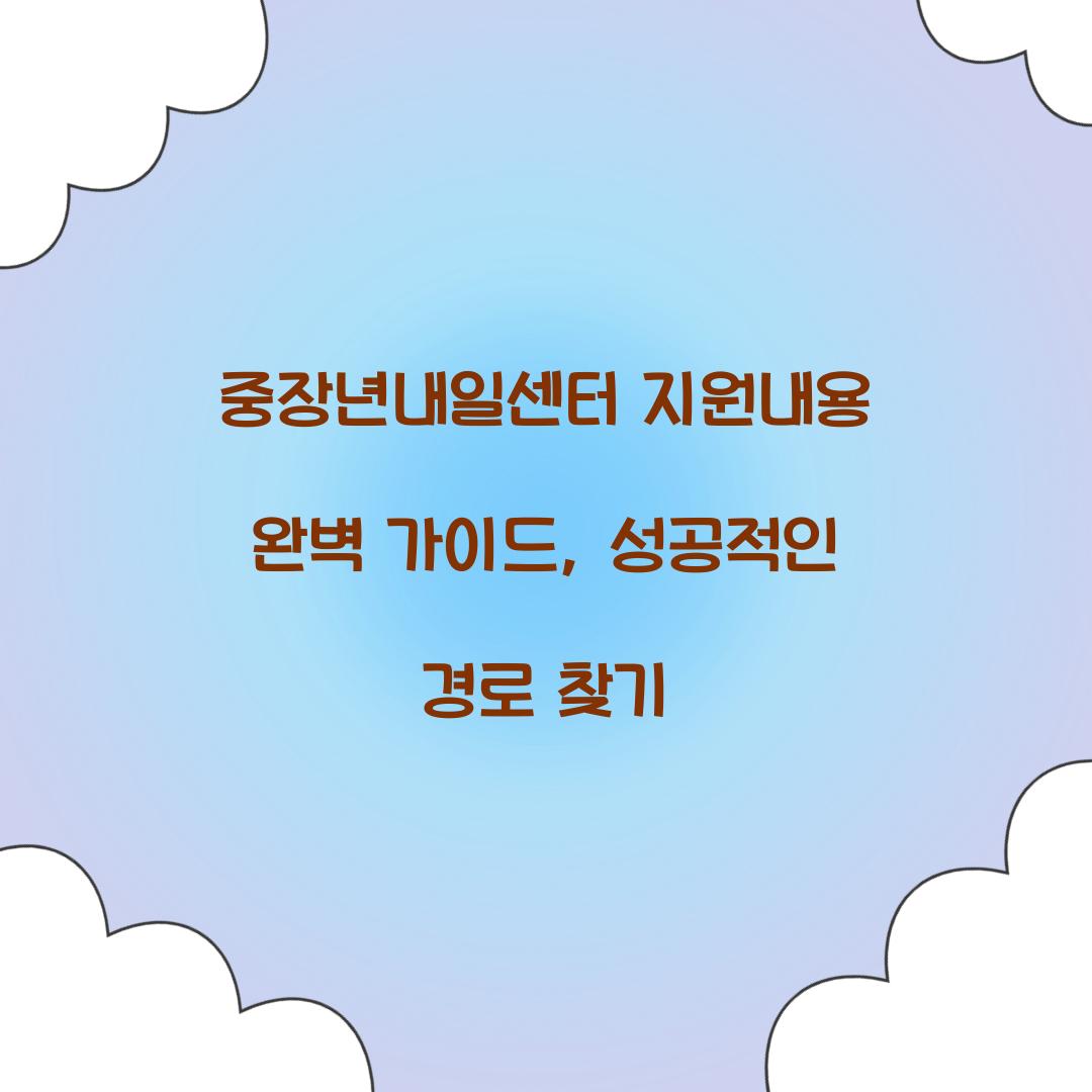 중장년내일센터 지원내용
