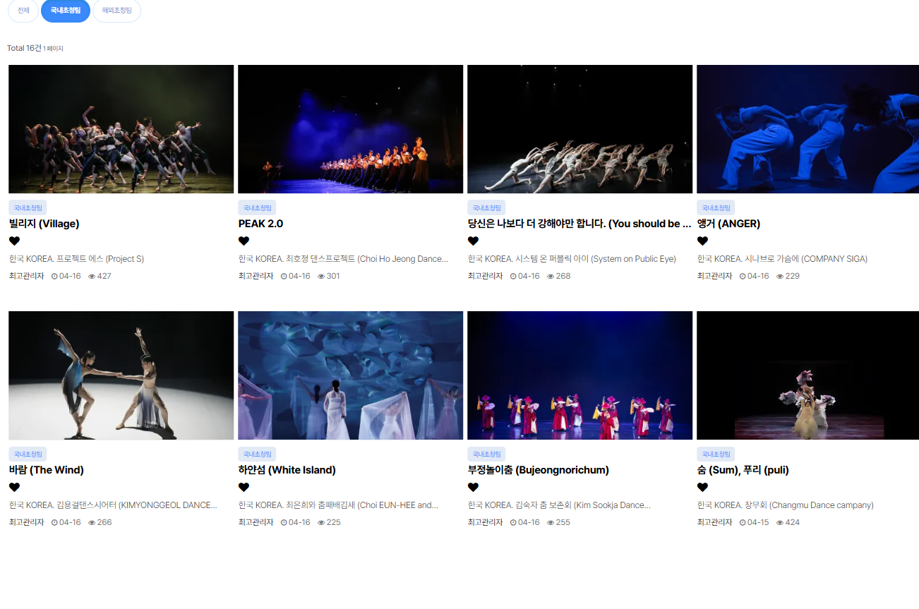 부산국제무용제 일정 프로그램정보 초청팀 AK21수상팀