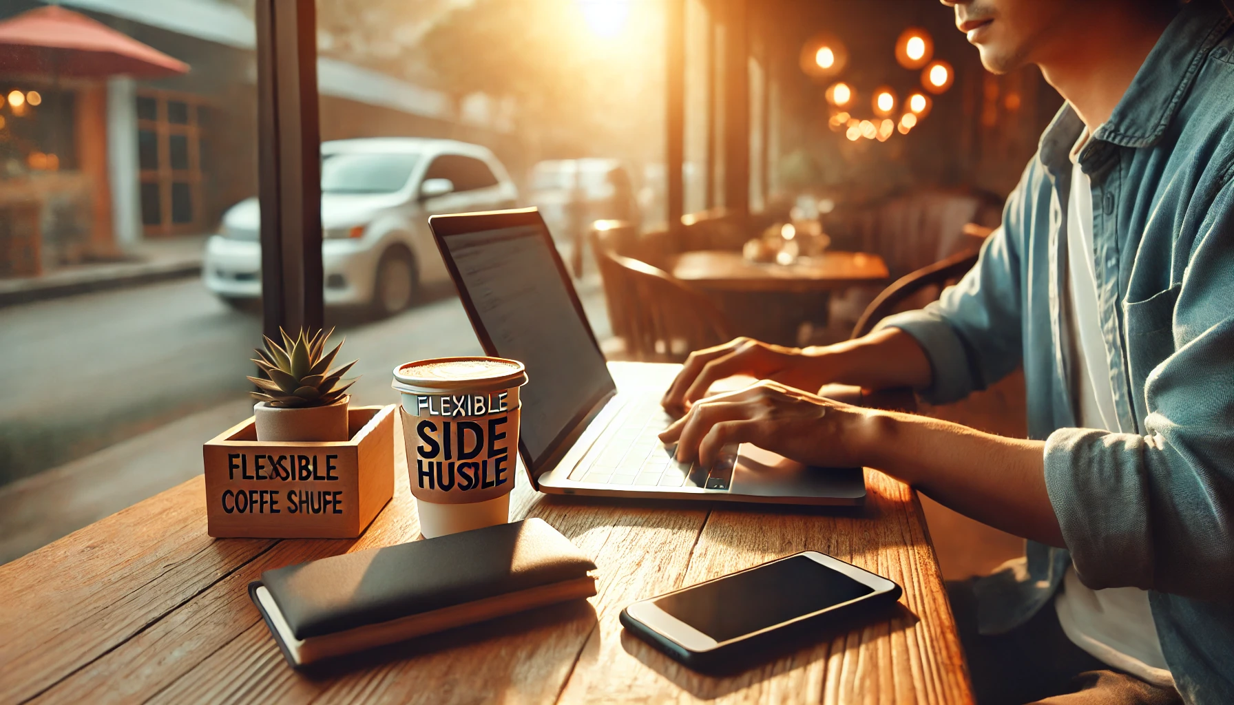 카페에서 부업하는 프리랜서