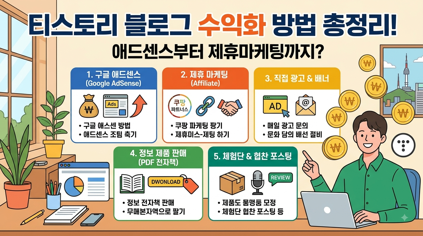 티스토리 블로그 수익화 방법 총정리! 애드센스부터 제휴마케팅까지