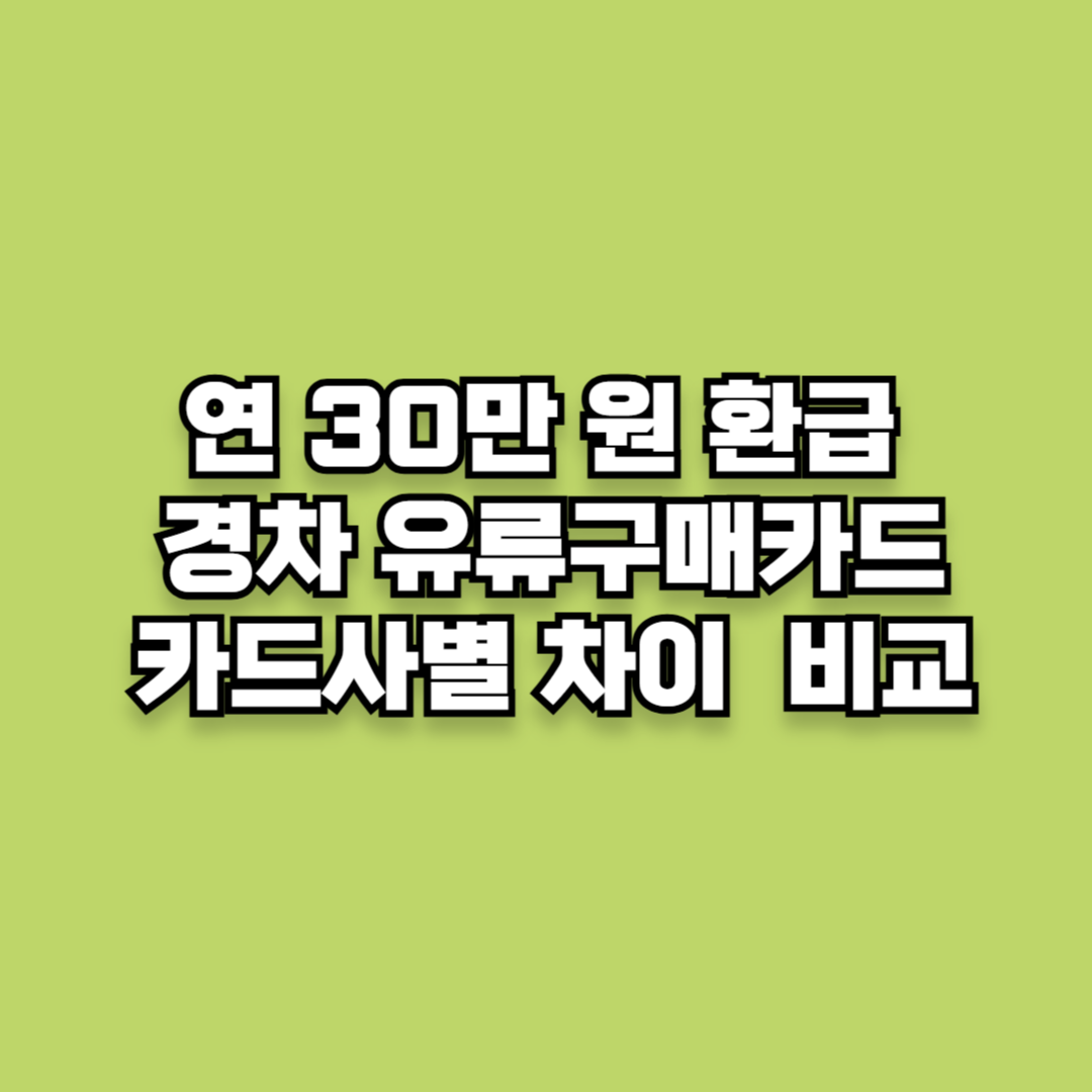 연 30만 원 환급, 경차 유류구매카드 카드사별 차이 총정리