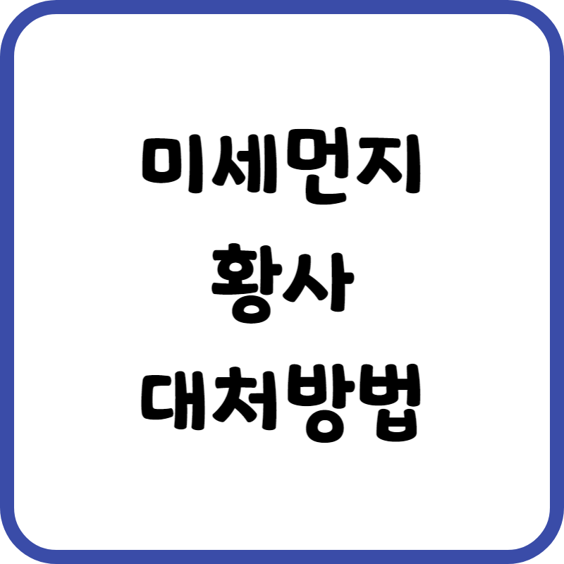 미세먼지와 황사 대처방법