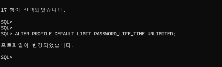 Oracle 계정 비밀번호 변경주기 해제