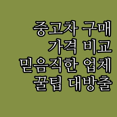 중고차 구매 가이드: 가격 비교부터 