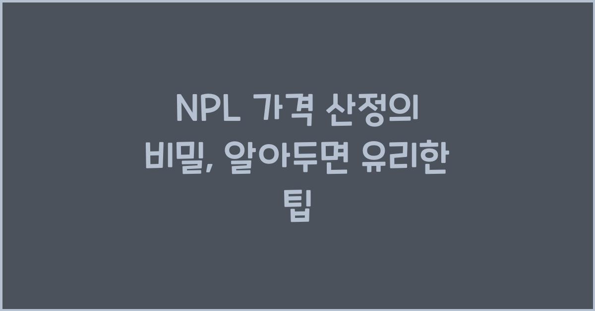 NPL 가격 산정의 비밀