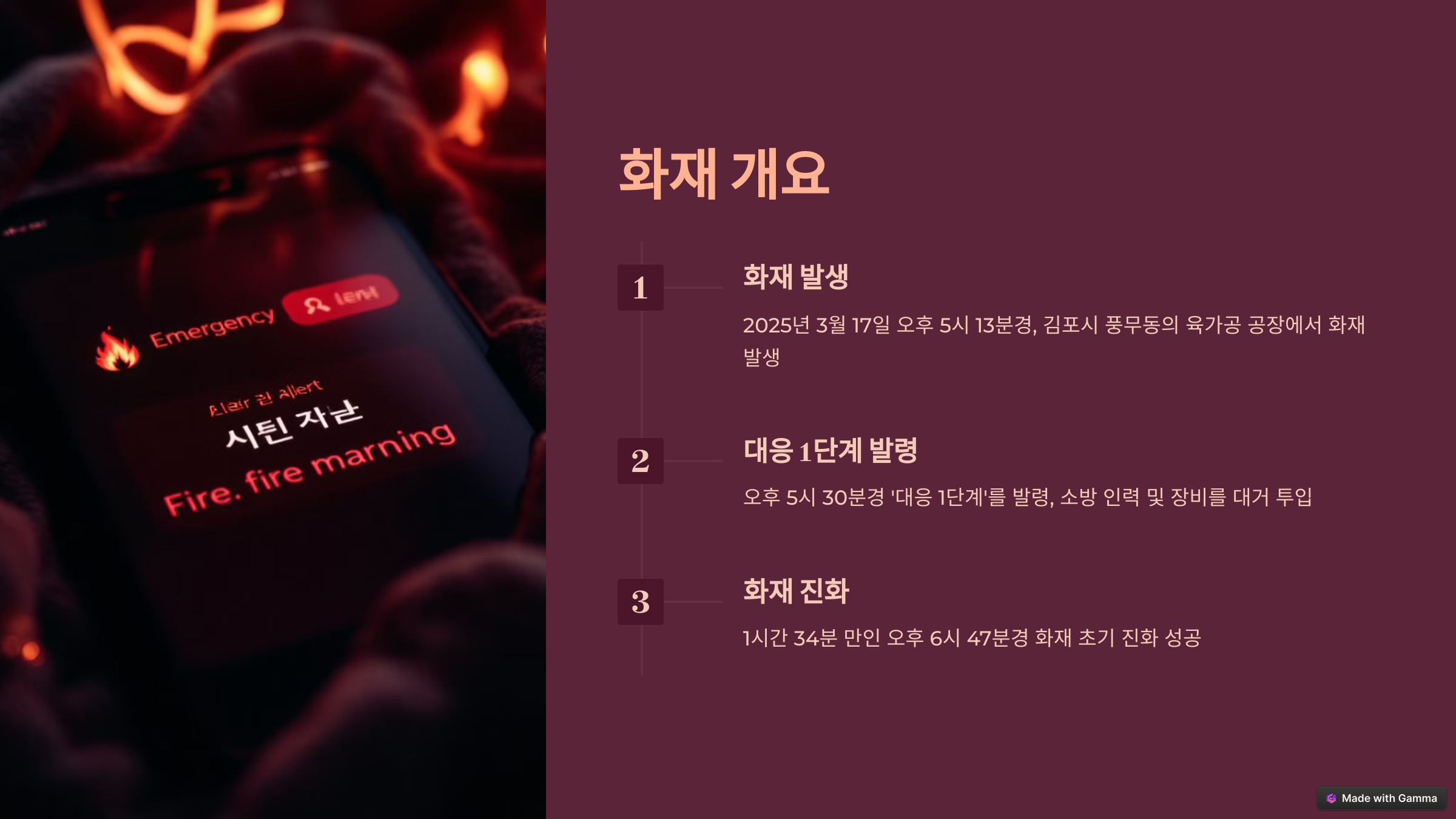 김포 풍무동 육가공 공장 화재 발생 – 대응 1단계 발령!