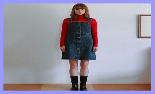 데님 오버롤 원피스