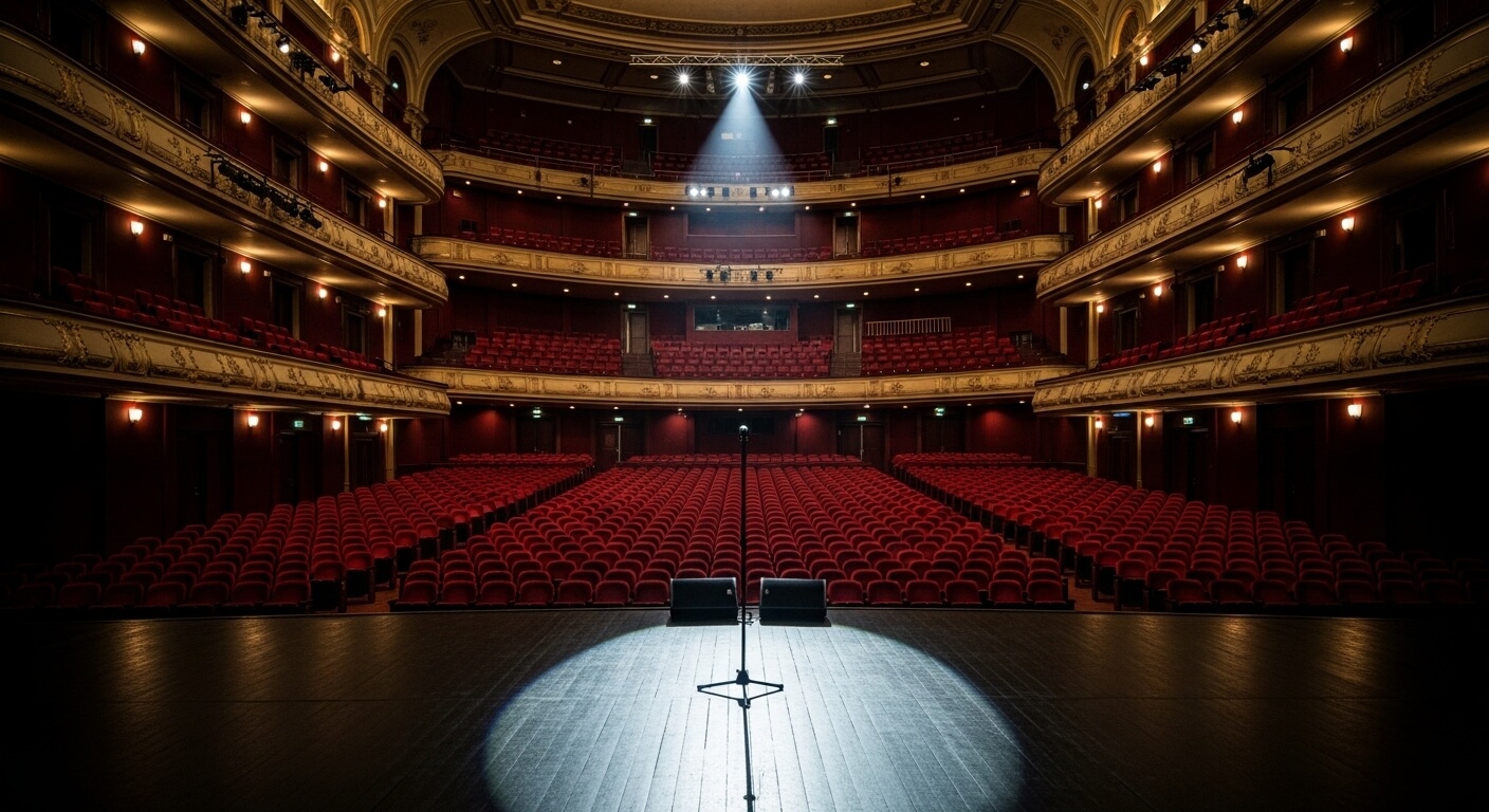 조명이 켜진 고급스러운 공연장 내부