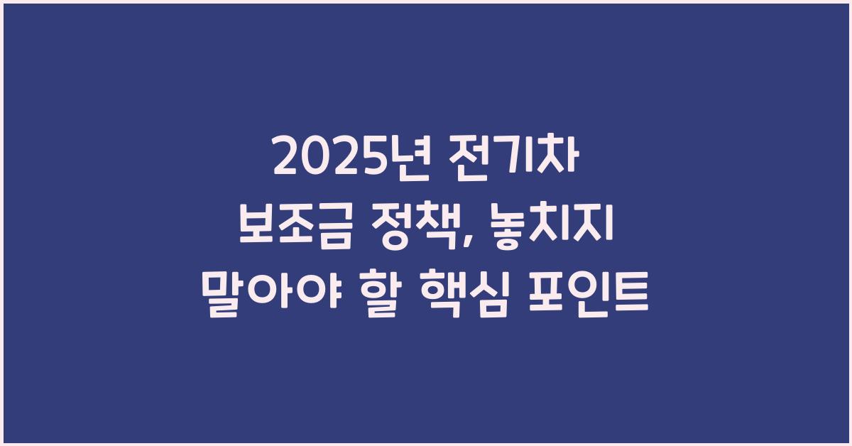 2025년 전기차 보조금 정책